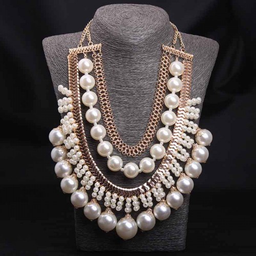 Multilayer Pearl Pendant Necklace